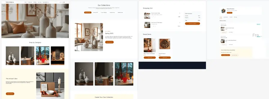 E-commerce interface for Casa Artigiana highlighting artisanal Italian products 
                        and brand storytelling