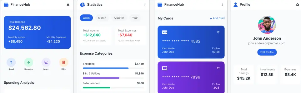 Finance dashboard UI mockup