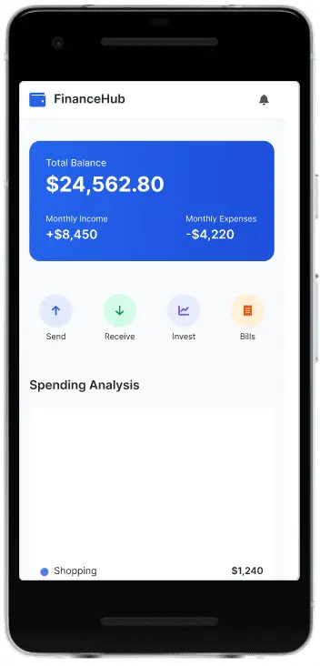 Finance dashboard UI showing data visualisation and analytics interface